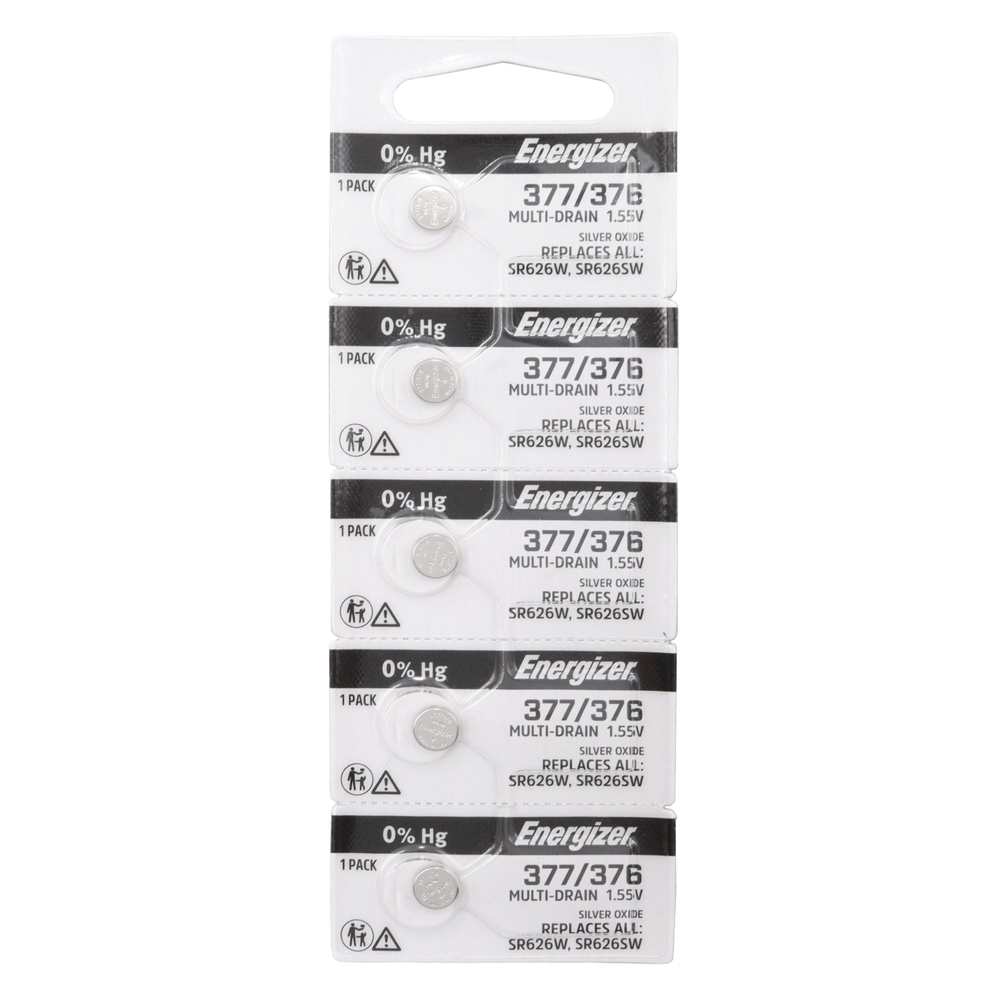 Energizer Silver Oxide Tearstrip Battery 377-376TZ.Z1 (5 Pack)