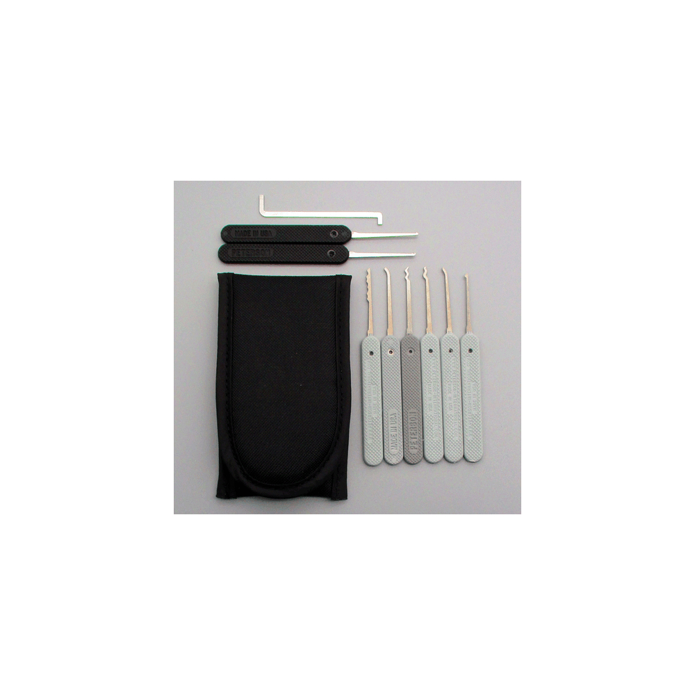 Peterson Lockpick Tools - The City Set - Electroless Nickel Plastic- with nylon case