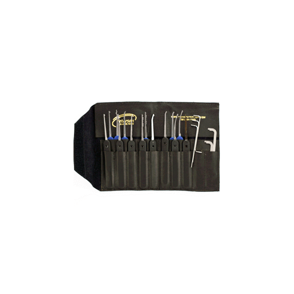 Peterson Lockpick Tools - Plastic Handle 14-Piece Government Steel Pick Set