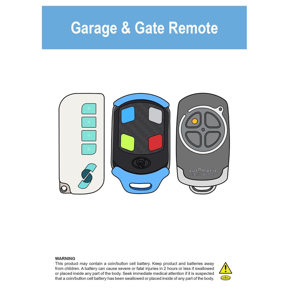 Battery Warning POS Packaging Bags - Garage Remote