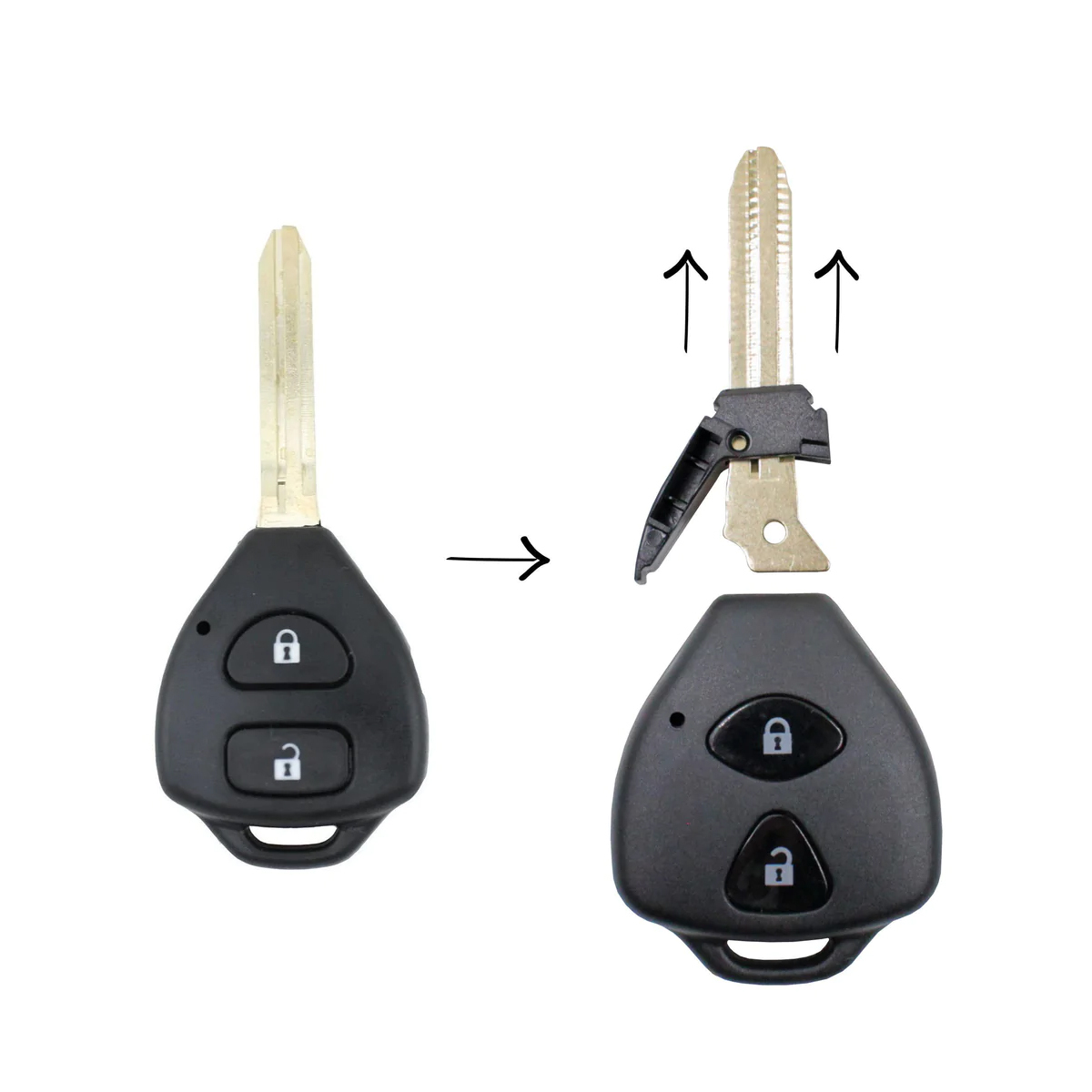 2 Button Key Shell Replacement To Suit Toyota