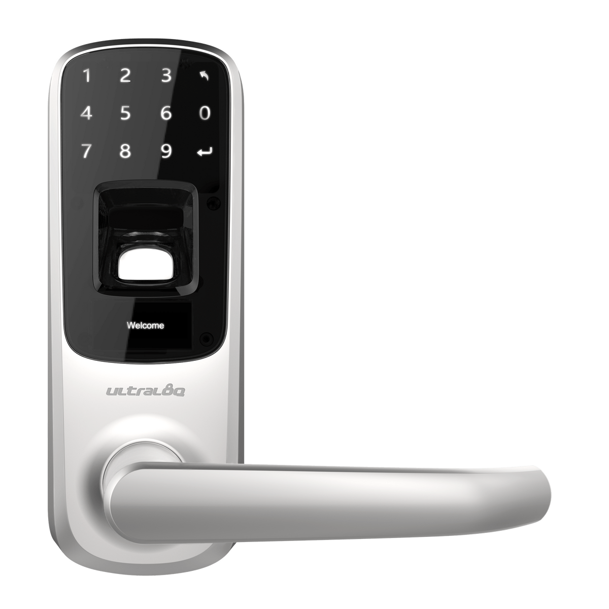 Ultraloq Satin Nickle UL3 BT (2nd Gen) Bluetooth Enabled Fingerprint and Touchscreen Smart Lever Lock