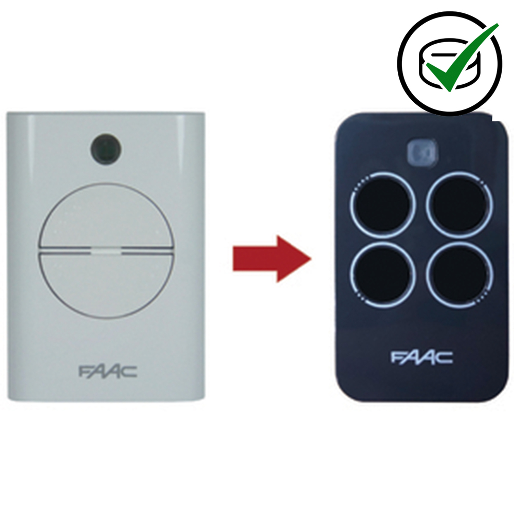Geniune FAAC XT2, 2 button remote handset 433.92MHz, White