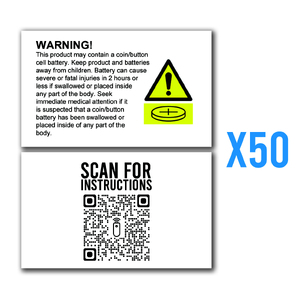 50 x Battery Warning Cards