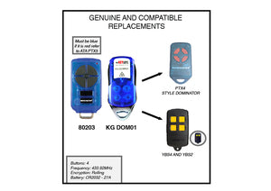 Dominator ADS compatible remote handset 434MHz