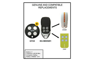 MHouse compatible remote handset 434MHz