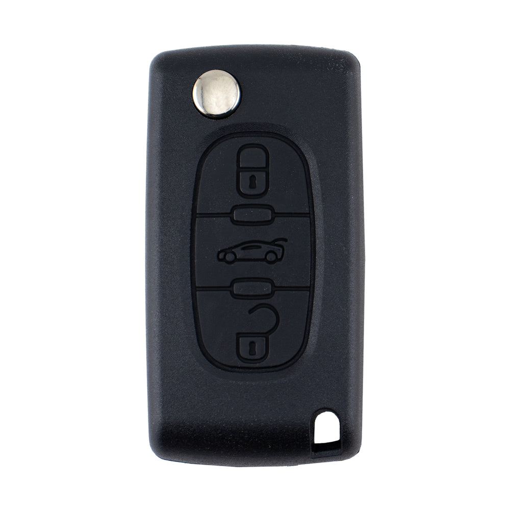 Peugeot compatible 3 button HU83 remote flip Key housing with Battery Clip