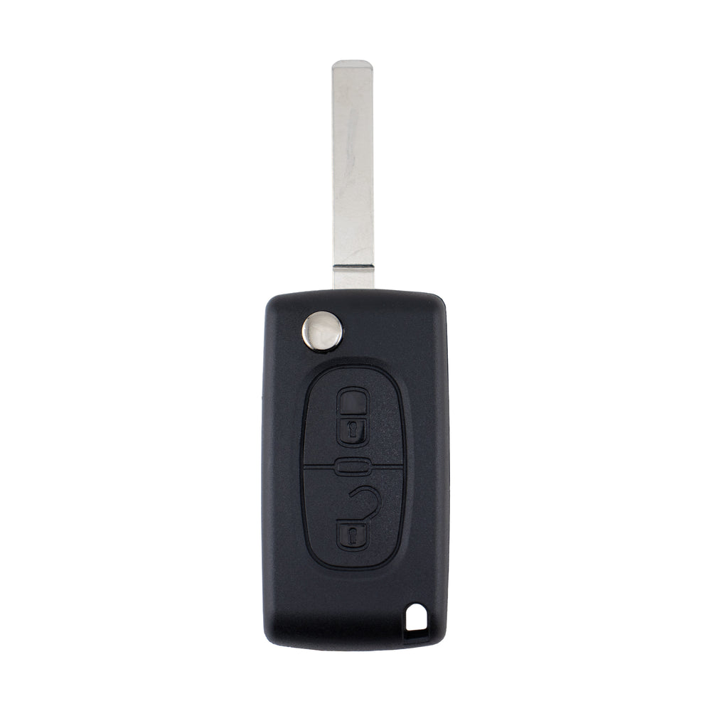 Peugeot compatible 2 button VA6 remote flip Key housing with Battery Clip