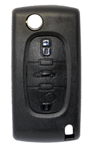 Peugeot compatible 3 button VA6 remote flip Key housing without Battery Clip