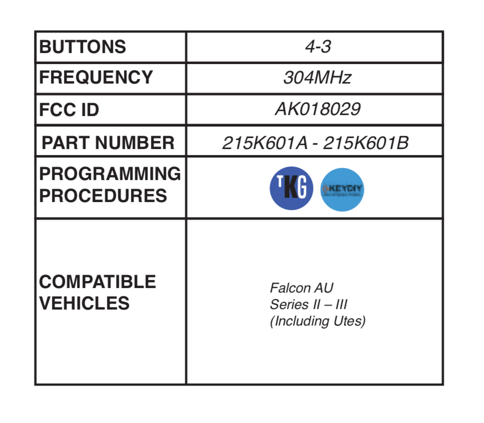 Ford compatible 4 button remote 304MHZ