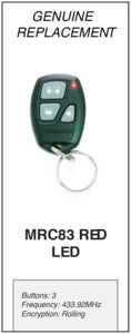 Mongoose 3 button remote Red LED 433.92MHz