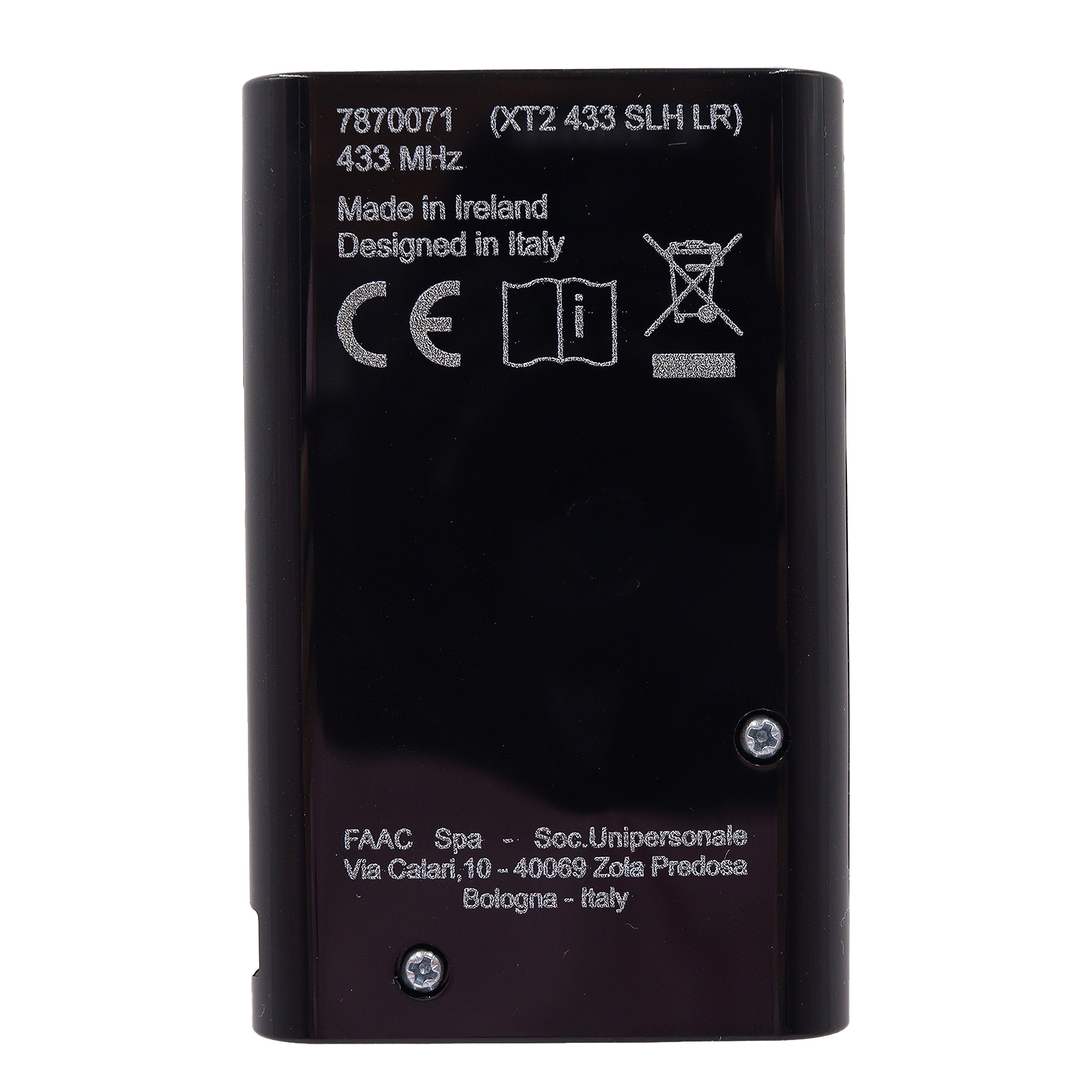 Geniune FAAC XT2, 2 button remote handset 433.92MHz, Black