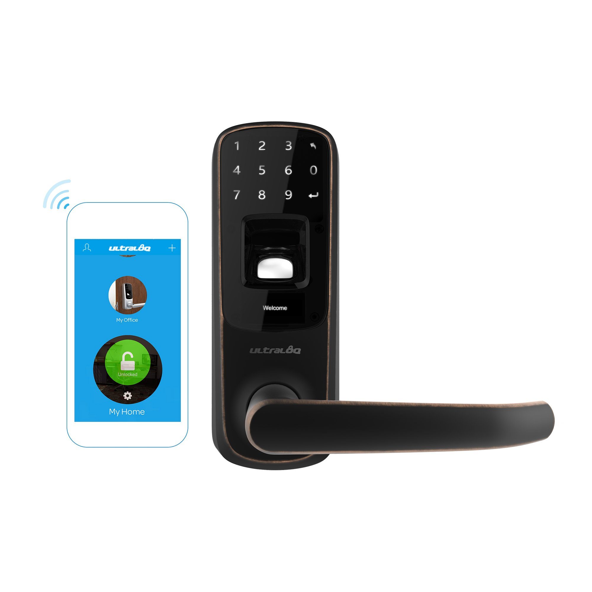 Ultraloq Black UL3 BT (2nd Gen) Bluetooth Enabled Fingerprint and Touchscreen Smart Lever Lock