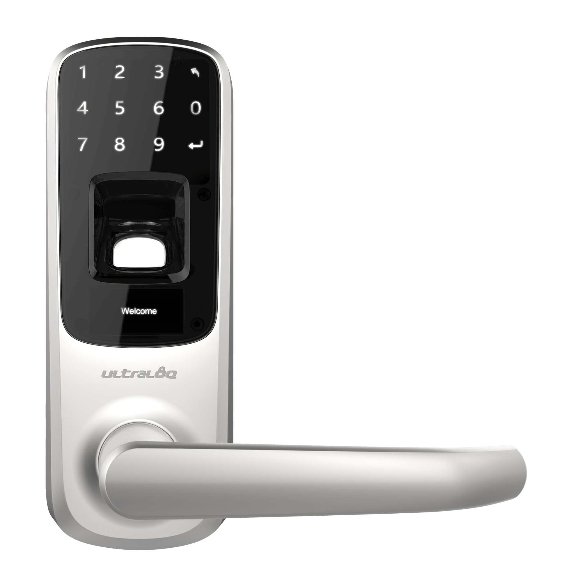 Ultraloq Satin Nickle UL3 BT (2nd Gen) Bluetooth Enabled Fingerprint and Touchscreen Smart Lever Lock
