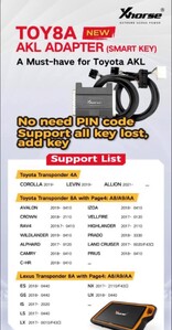 Xhorse Toyota 8A Smart Key Adapter for All Key Lost